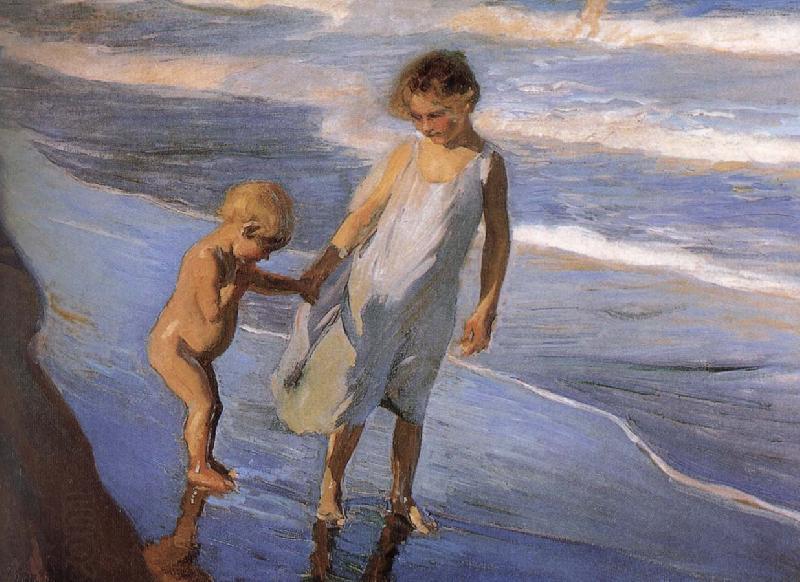 Joaquin Sorolla Two children in Valencia Beach China oil painting art